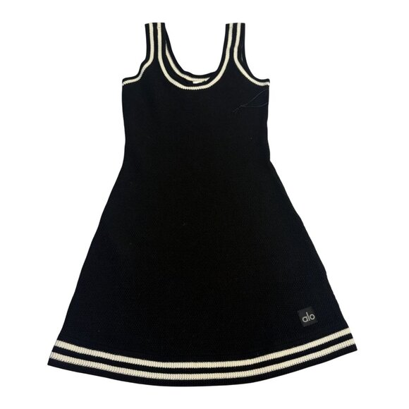 tennis club sweater knit dress alo Tennis Club Sweater Knit Dress - Black/Ivory